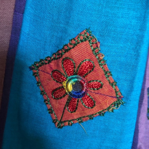 Boho Floral Patchwork Handmade Embroidered in Nepal Cotton  Maxi Skirt S-M - Picture 4 of 10